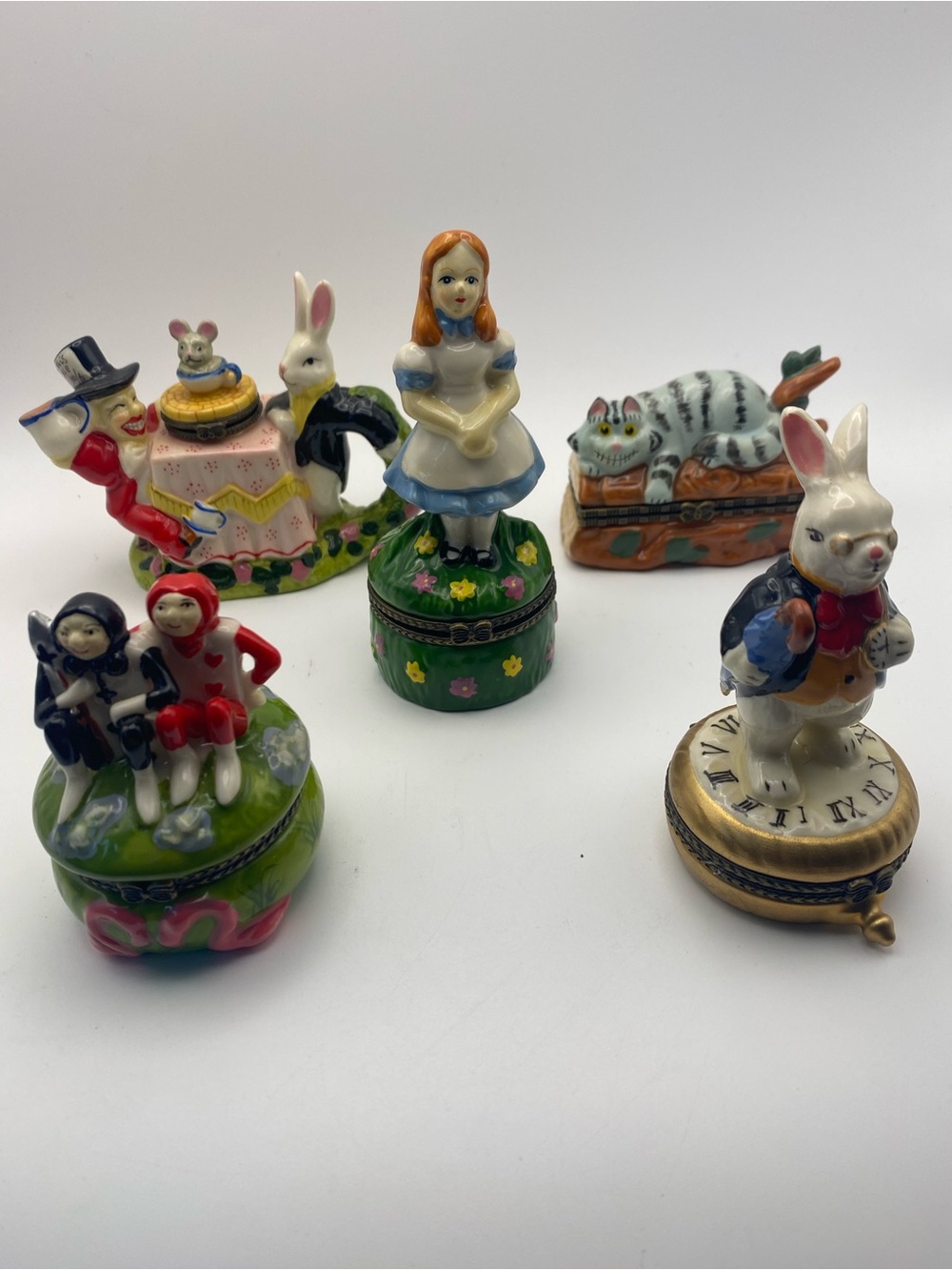 Alice in Wonderland Porcelain Trinket Box Set - Multicolor